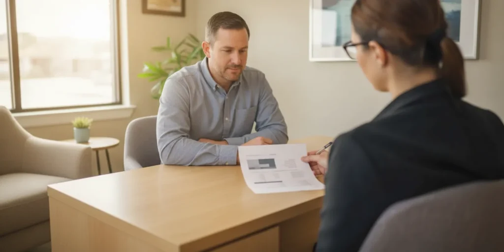 Clinician discussing a weight-management care plan with an adult patient